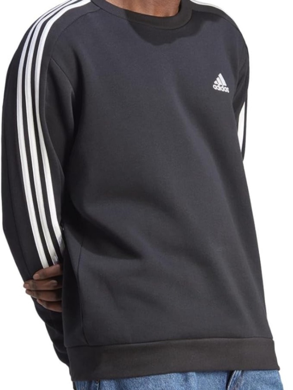 Adidas Essentials 3-Stripes Sweatshirt Black Size M